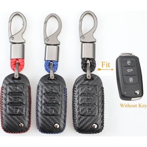 Kutery 3 Butttons Leather Remote Key Case For Vw Golf Bora Jetta Polo Golf Passat For Skoda Octavia A5 Fabia Seat Ibiza Leon