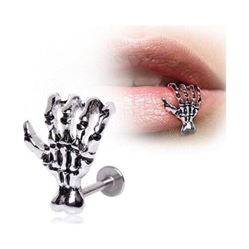 Hot Selling Unique Hip-hop Style Skeleton Hand Lip Nails Jewelry