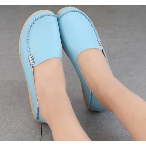 Women Flat 2021 Summer Women Genuine Leather Shoes Plus Size 35-42 Loafers Women Solid Casual Leather Flat Shoes Woman Footwear