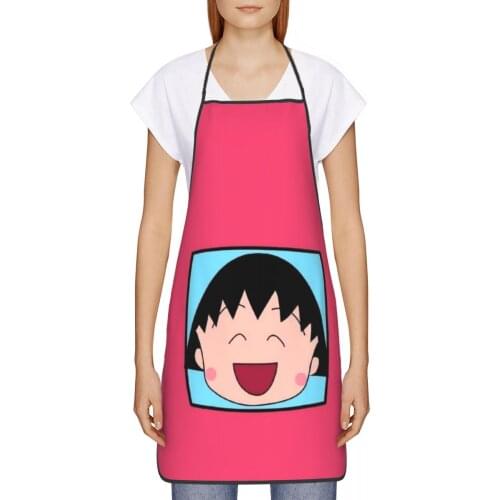 Maruko (3) Kitchen oil resistant wreath Japanese Anime Chibi kitchen apron restaurants for Women 72*52cm