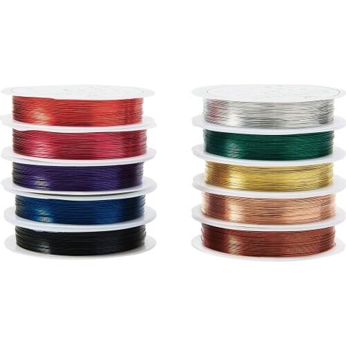 10 Rolls Copper Wire for Bracelet Necklace Jewelry DIY Making Accessories Craft Beading Wire 0.3mm Mixed Color