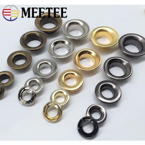 Meetee 50sets 8/9.5/11.5/16/18mm Air Eye Buckle Copper O Ring Hollow Buttonhole for Handbag Clothing Shoes Deco Crafts Accessory