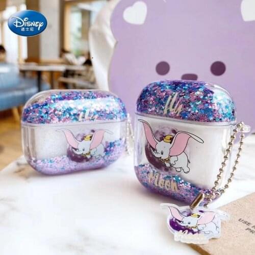 Fashion Liquid quicksand flash powder Glitter Airpod Case For Airpods 1 2 airpods pro Disney Dumbo Patterned Charging box