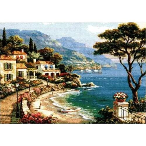 Harbor Of Love Counted Cross Stitch Kits Printed Fabric Embroidery Needlework Sets 11CT 14CT Diy Wall Decoration Canvas Painting