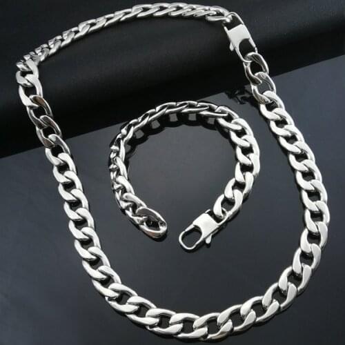 Set necklace + Bracelet stainless steel 316L All high quality polishing mens chain N294 B168