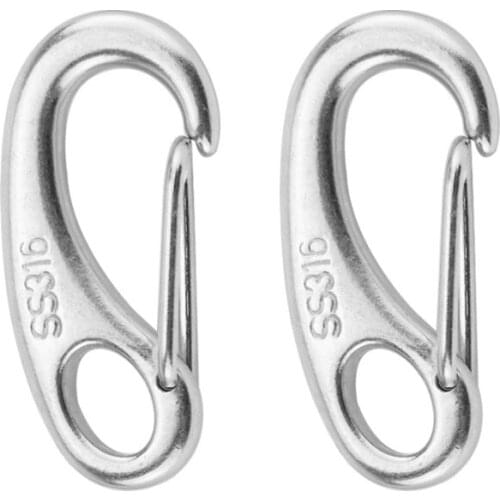 New-2PCS Boat Marine Stainless Steel Egg Shape Spring Snap Hook Clips Quick Carabiner Outdoor Buckle