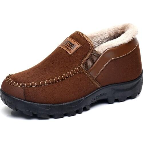 New Shoes Winter Mens Cotton Shoes Warm and Velvet Thickening Middle-aged and Elderly Father Shoes Non-slip Casual Mens Shoes