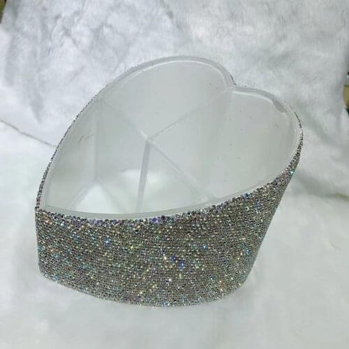 Heart-shaped Make Up Organizer Box Sparkling Brush Holder Makeup Lipstick Vanity Organizer Office Stationery Skincare Storage