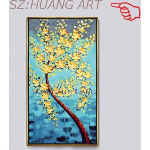 Palette Knife Rich Tree Canvas Oil Painting for Living Room Home Decor Abstract Modern Decorative Art Still Life Hand Painted