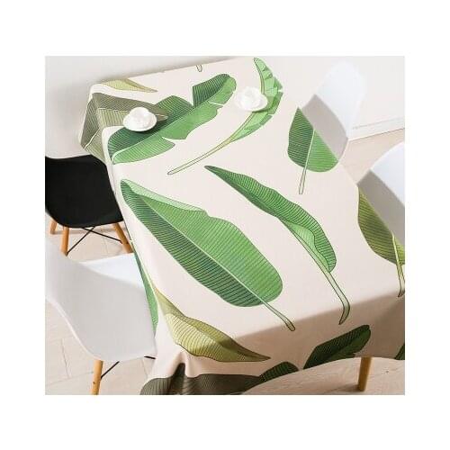 Thicken nordic linen tablecloth table cloth garden fresh green leaf simple modern coffee rectangular home decoration table cover