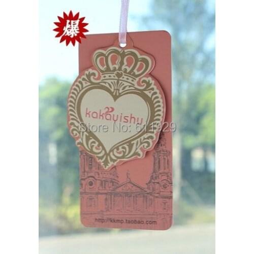 Custom paper shape cutting hang tag/swing tag/garment clothing dress printed tags/labels printing/brand name 1000 pcs a lot