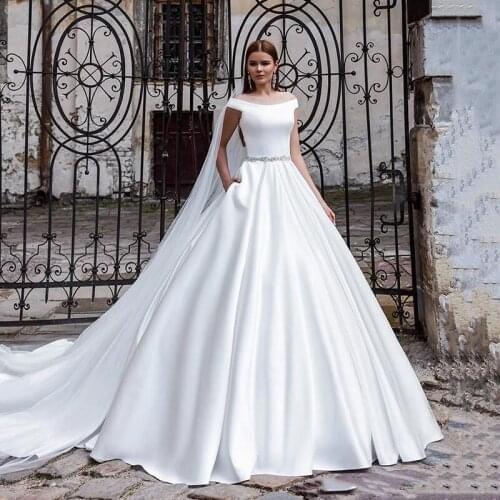 Simple Elegant Wedding Dresses 2020 New Arrival Off Shoulder A Line Bridal Gowns Custom Made Formal Dress Gown For Wedding