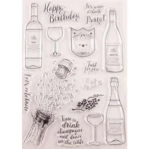 Transparent Stamps Red wine bottle New 2020 Rubber Silicone Seal for DIY Scrapbooking Card Making Album Decoroation Crafts