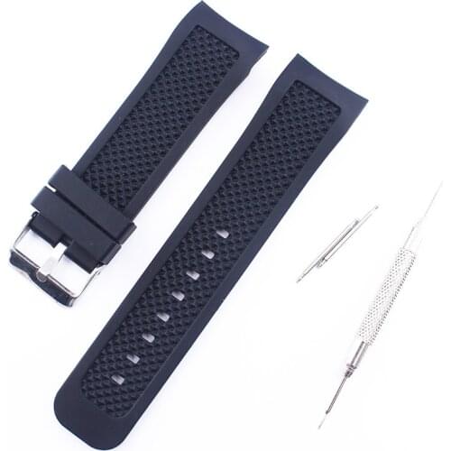 Watch accessories Silicone strap 24mm watch strap Pin buckle Arc interface Suitable for IWC watch band