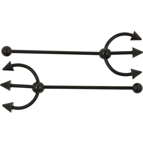 JHJT MUSI 2PCS 14G Earring Industrial Barbell Cartilage Earrings Piercing 316L Surgical Stainless Steel Earings Fashion Jewelry