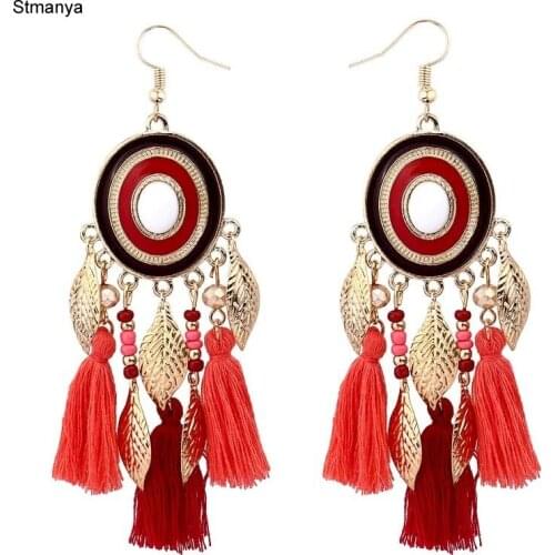 Bohemian Sequins Tassel Earrings for Women Wedding Party Acrylic Drop Earrings set Long Vintage Fringing Jewelry E3065