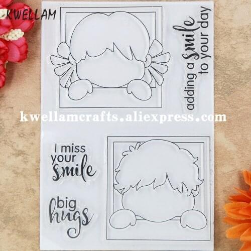 Smile Big Hungs Boy Girl Scrapbook photo cards rubber stamp clear stamp transparent stamp 9052218