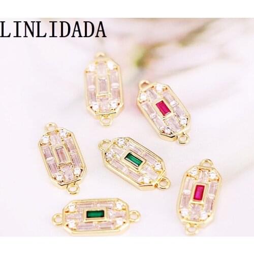 10Pcs NEW high quality brass cz crystal connectors for women bracelet necklace jewelry accessories making findings