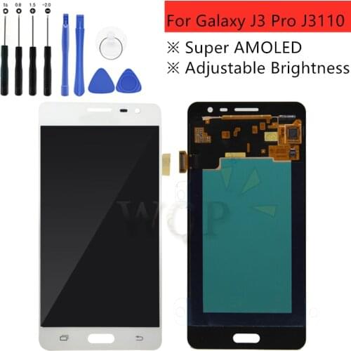 Super AMOLED LCD For Samsung Galaxy J3 pro J3109 J3110 J3119 LCDS Display Touch Digitizer Screen Bright Adjustment Replacement