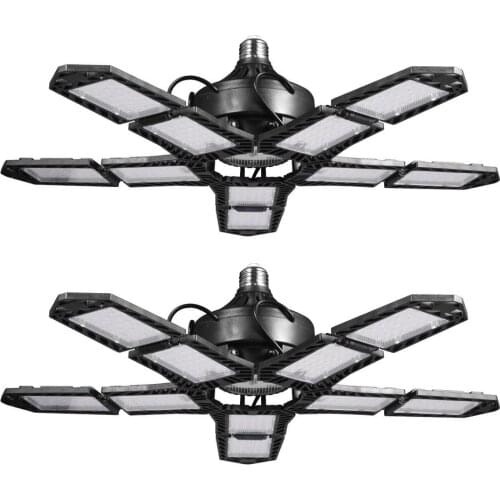 LED Five Leaf Garage Light Deformation High Bay Light Foldable Garage Ceiling Lamp For Garage Basement Indoor Outdoor Lighting