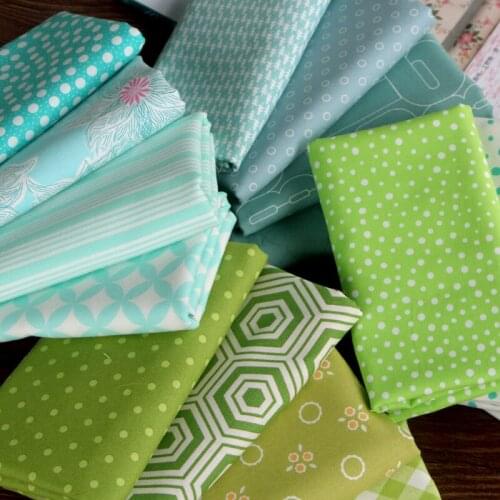 Fresh blue and green Kids Twill Cotton Fabric cotton Patchwork Cloth ,DIY Sewing Quilting Fat Quarters Material For Baby&Child