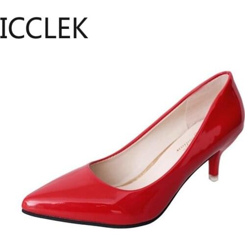 Sexy Women Shoes Pointed Toe Pumps Patent Leather Dress Shoes High Heels Boat Shoes Wedding Shoes Zapatos Mujer