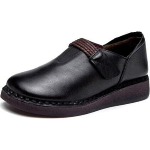 New 100% Natural Full Genuine Leather Women Shoes Flat Shoes Comfortable Soft Sole Flat Shoes Fashion Elegance Casual Shoes