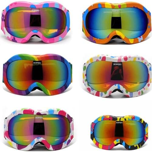 Outdoor Sports gear Children Snow Goggles Windproof tow layer anti-fog Kids Skiing Eyewear Snowboarding Glasses and Box