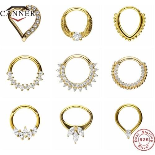 CANNER Small 925 Sterling Silver Piercing Cartilage Stud Earrings for Women Men Nose Ring Exquisite Zircon Round Earring Jewelry