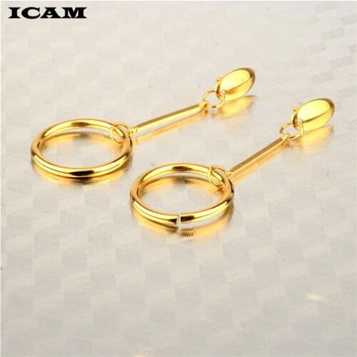 ICAM NEW Gold Metal Tassel Earrings for Women Long Circle Pendant Earings Fashion Jewelry Statement Geometric Vorbellen Vrouwen