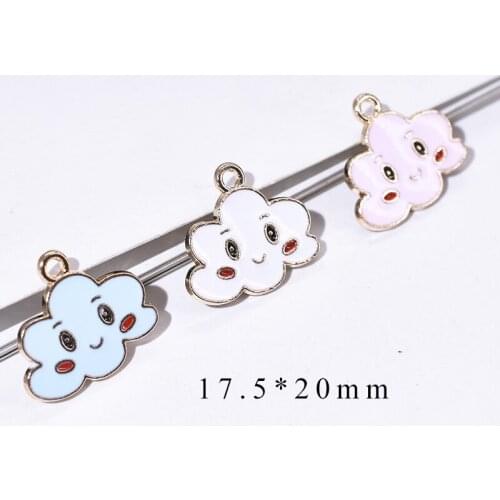 10pcs/Lot 17.5*20mm Smile Cloud Diy Handmade Oil Enamel Charms Design for Jewelry Making Earring Bracelet or Necklace