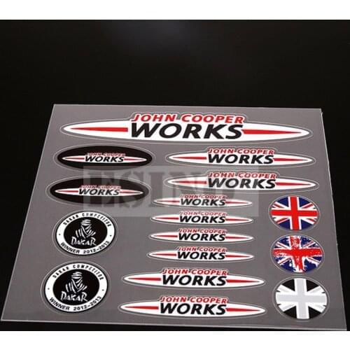 10 x New Style Car Window Rearview Mirror Door Handle Car Body Stickers Decoration Decal Set for Mini JCW John Cooper Works