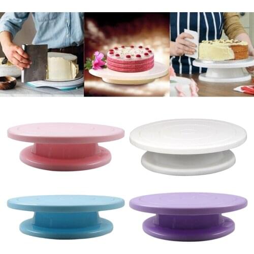 11' DIY Pan Baking Tool,Plastic Cake Plate Turntable,Rotating Anti-skid Round Cake Stand,Cake Decorating Rotary Table Kitchen