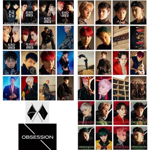 16Pcs/Set KPOP EXO 6th Album OBSESSION Photo Card Lomo Card Poster Photocard Photo Card Fans Gift Collection Stationery Set