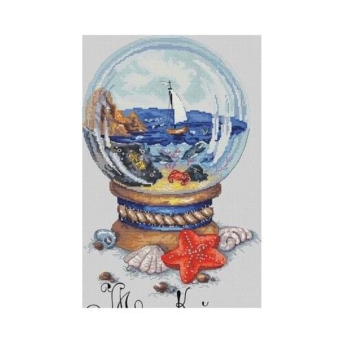 22-coastal views in a crystal ball Counted Cross Stitch 11CT 14CT 18CT DIY Cross Stitch Kits Embroidery Needlework Sets