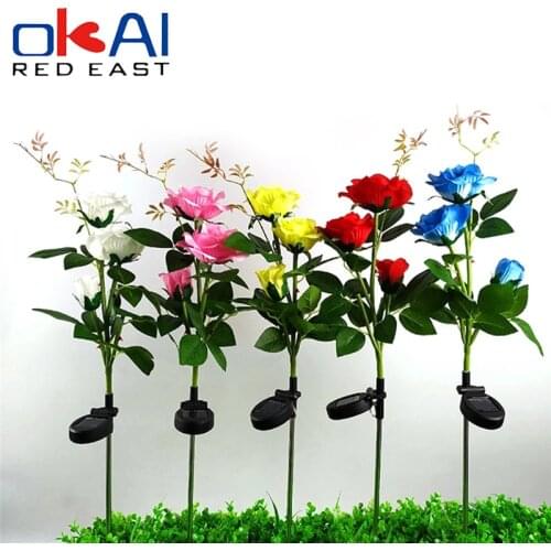 3LED Solar Rose Flower Light Waterproof Garden Landscape Lamp Outdoor Lawn Lamp Home Decorative Flower Night Lights Wedding Deco