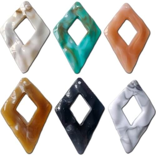 Acrylic Plastic Rhombus Pendant Earring Accessories Eardrop Necklace Charms Jewelry Finding Making Supplies Diy Material 10pcs