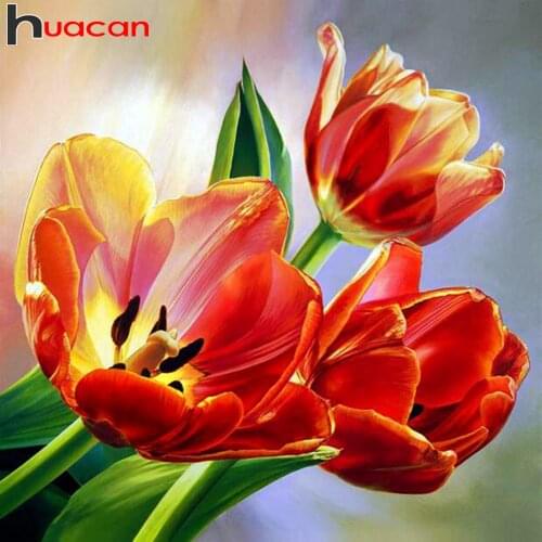 Huacan 5D DIY Diamond Painting Tulip Gift Diamond Embroidery Mosaic Cross Stitch Flowers Handicraft Decoration For Home