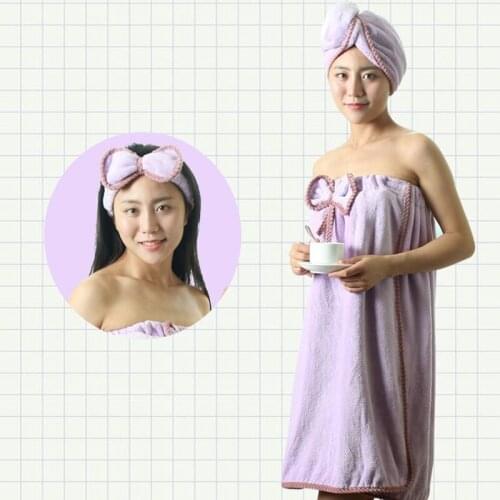 Bath Towel Suit Lady Girl Women Sexy Wearable Quick Dry Magic Bathing Beach Wash Clothing Beach Dresses Shower cap Hair band