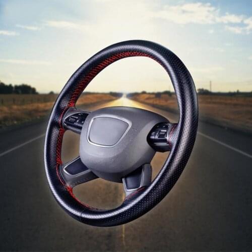 Car Steering Wheel Braid Cover Leather Hand Sewn Car Covers Suite Four Seasons Universal DIY Texture Soft Covers Auto Accessory