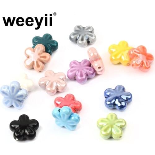 Colorful Flower Shape Ceramic Loose Spacer Beads For DIY Bracelet Necklaces Jewelry Making Charm Beads Accessories