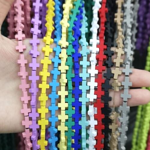 Color Coated Nano-tech Rubber Hematite Cross Loose Beads Religous DIY Accessories for Making Jewelry Bracelet XPC017