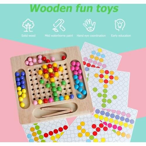 Wood Bead Toys Montessori Early Education Baby Training Color Clip for Kids Game Puzzle Baby Early Educational Toy