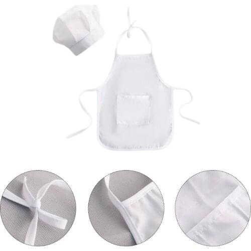 Infant Baby White Chef Costume Kitchen Hat and Apron Set Cosplay Photo Props