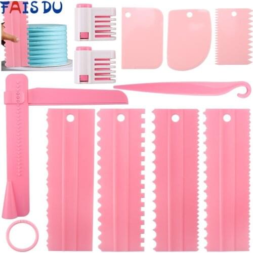 Diy 12pc Cream Scraper Irregular Teeth Edge Spatulas Cake Baking Scraper Fondant Cake Slicer Pastry Cutters Tools DIY Decorating
