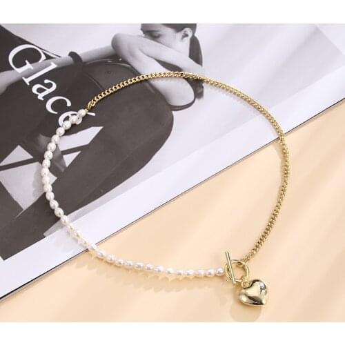 Dorado Natural Pearl Link Chain Asymmetric Necklaces For Women Summer Star Heart Chain Pendant Necklace Bohemian Jewelry Gift