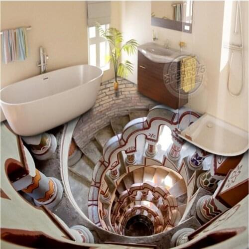 Beibehang Spiral staircase Custom photo mural Wallpaper for Bathroom Self-adhesive Floor papel de parede 3d flooring Wall paper