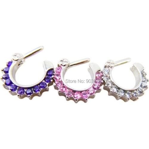 Lot 30pcs 16g~1.2mm CZ Clicker Hoop Septum Jewerly Nose Ring Nipple Bar Nose/Ear Hoop Ring