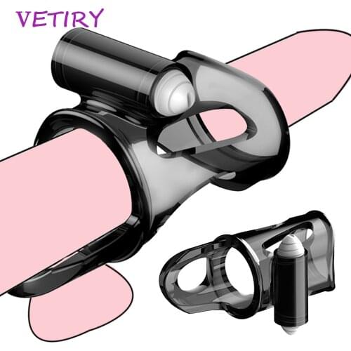 Vibrator Penis Ring Penis Enlargement Sex Toys for Men Erection Cock Ring Scrotum Bind Dual Ring Delay Ejaculation Sex Products