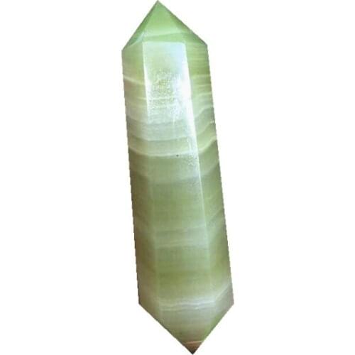 Crystals healing tower Obelisk natural green Afghanistan jade double point wand for home decoration